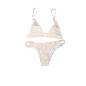 Diamond Supply Co 2pc Cream Large Bikini Swimsuit Womens Swimwear